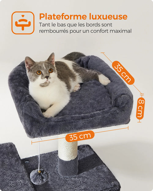 Feandrea Cat Tree, 143 cm Cat Tower for Indoor Cats, Multi-Level Plush Cat Condo with 4 Scratching Posts, 2 Perches, Cave