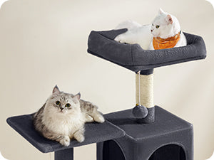Feandrea Cat Tree, 143 cm Cat Tower for Indoor Cats, Multi-Level Plush Cat Condo with 4 Scratching Posts, 2 Perches, Cave